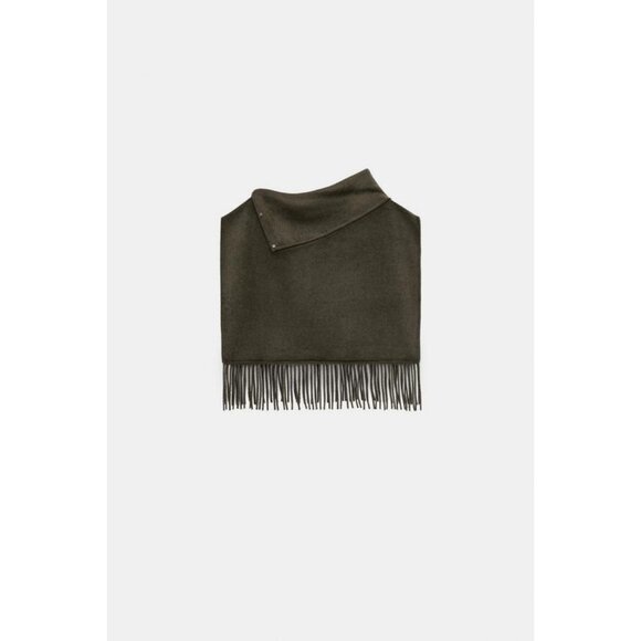 ZARA SHORT WOOL FRINGED CAPE - Picture 5 of 6